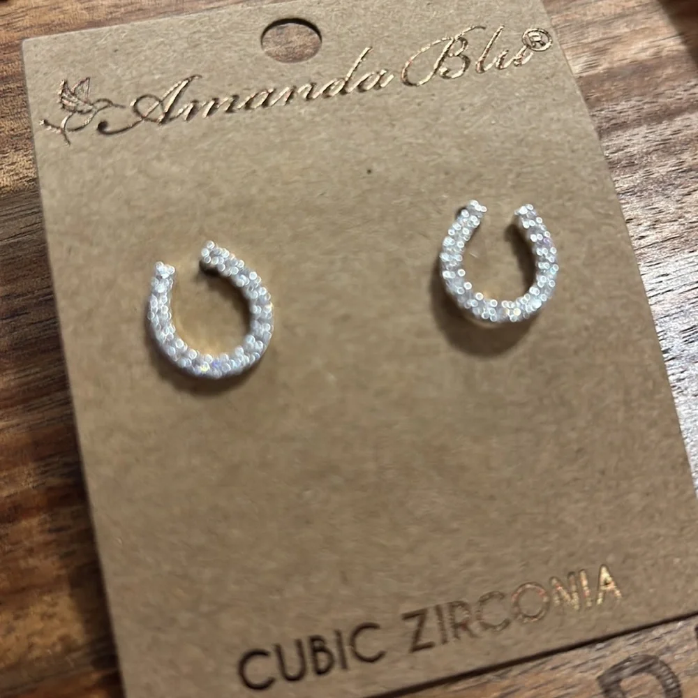 Silver lucky horseshoe earrings - Picture 2 of 2